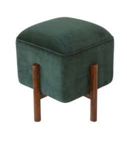 Emerald Velvet Solid Wood Footstool