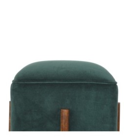 Emerald Velvet Solid Wood Footstool