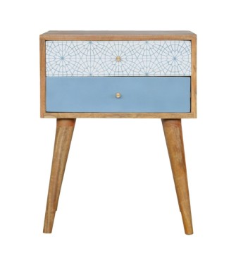 Blue Patterned Bedside