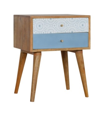 Blue Patterned Bedside