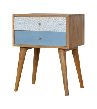 Blue Patterned Bedside