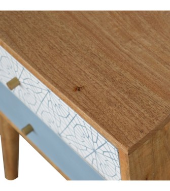 Blue Patterned Bedside