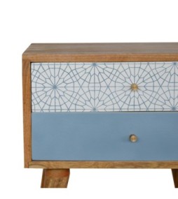 Blue Patterned Bedside