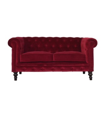 Canapé Chesterfield en velours rouge bordeaux