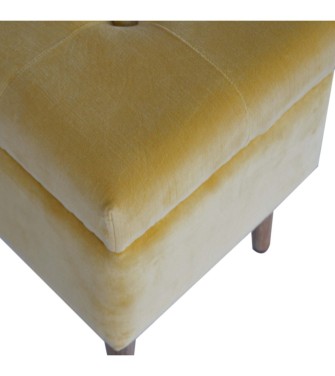 Repose-pieds de rangement en velours moutarde