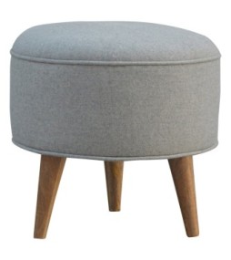 Repose-pieds rond en tweed gris