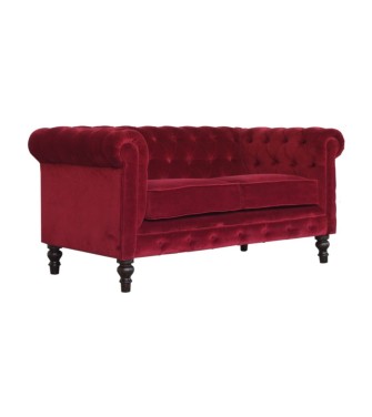 Canapé Chesterfield en velours rouge bordeaux