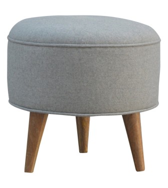 Round Grey Tweed Footstool