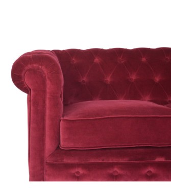 Canapé Chesterfield en velours rouge bordeaux
