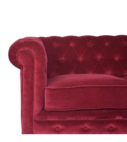 Canapé Chesterfield en velours rouge bordeaux