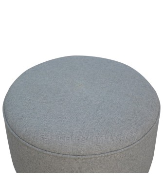 Round Grey Tweed Footstool