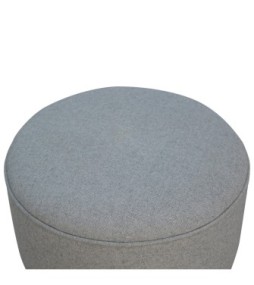 Round Grey Tweed Footstool