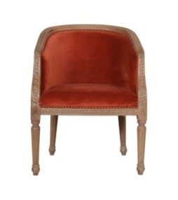 Fauteuil d'appoint en velours rouille