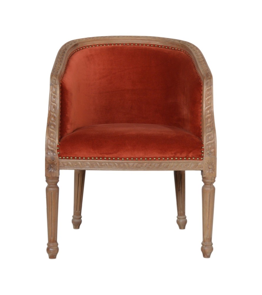 Fauteuil d'appoint en velours rouille