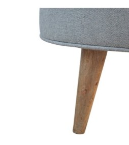 Round Grey Tweed Footstool