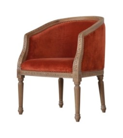 Fauteuil d'appoint en velours rouille