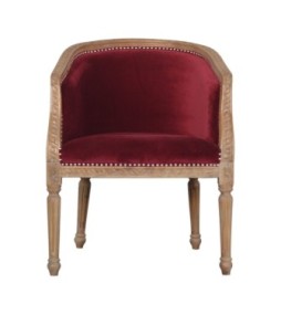 Fauteuil d'appoint en velours rouge bordeaux