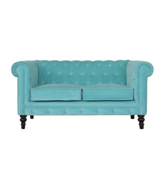 Canapé Chesterfield en velours aqua
