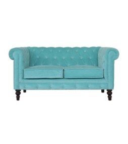 Canapé Chesterfield en velours aqua