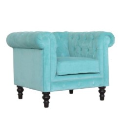 Aqua Velvet Chesterfield Armchair