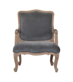 Fauteuil de style français en velours gris