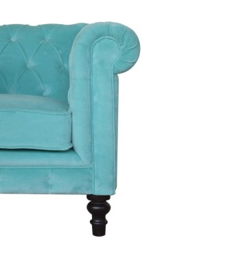 Aqua Velvet Chesterfield Armchair