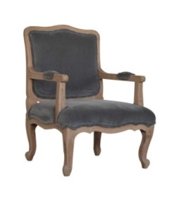 Grey Velvet French Style Chair