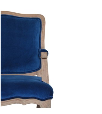 Fauteuil français en velours bleu royal