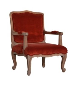 Brick Red Velvet French Style Chair