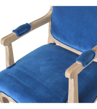 Fauteuil français en velours bleu royal