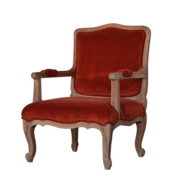 Brick Red Velvet French Style Chair