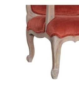 Brick Red Velvet French Style Chair