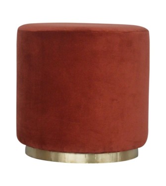 Brick Red Velvet Gold Footstool