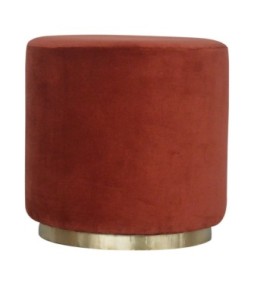 Repose-pieds en velours rouge brique et or