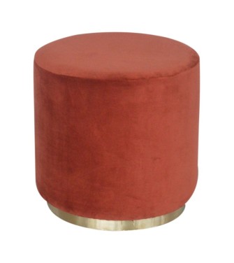 Brick Red Velvet Gold Footstool