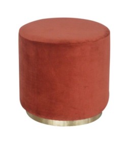 Brick Red Velvet Gold Footstool