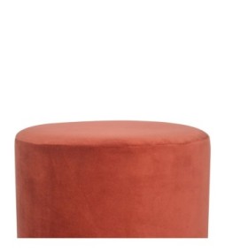 Brick Red Velvet Gold Footstool