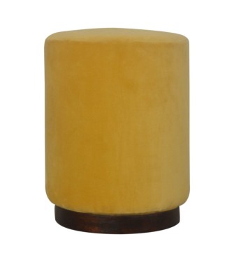 Repose-pieds en bois en velours moutarde