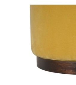 Repose-pieds en bois en velours moutarde