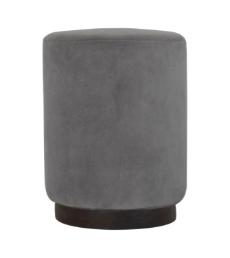 Grey Velvet Wooden Footstool