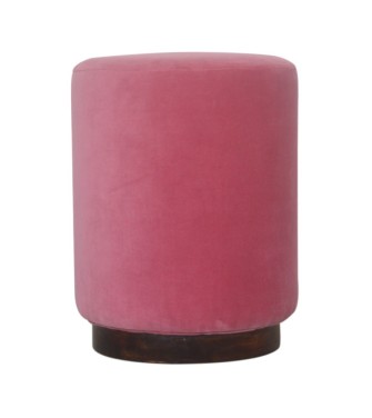 Repose-pieds en bois et velours rose