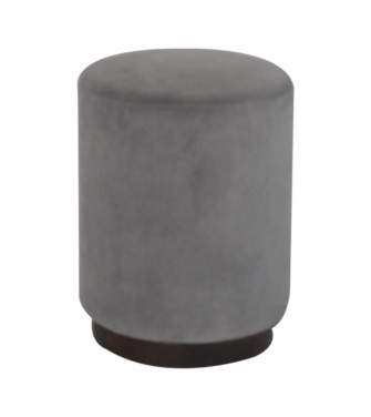Repose-pieds en bois et velours gris