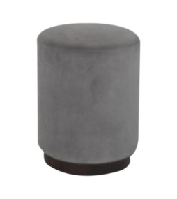 Repose-pieds en bois et velours gris
