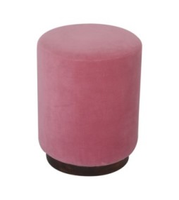 Repose-pieds en bois et velours rose