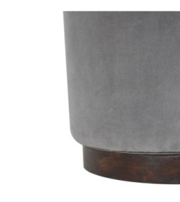 Repose-pieds en bois et velours gris