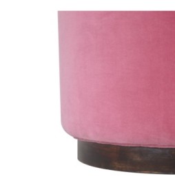 Repose-pieds en bois et velours rose