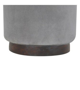 Repose-pieds en bois et velours gris