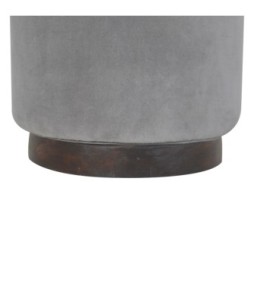 Repose-pieds en bois et velours gris
