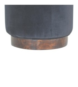 Black Velvet Wooden Base Footstool