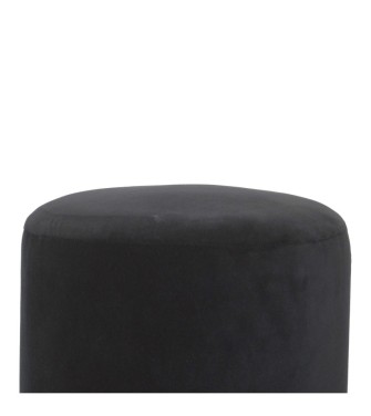 Black Velvet Wooden Base Footstool